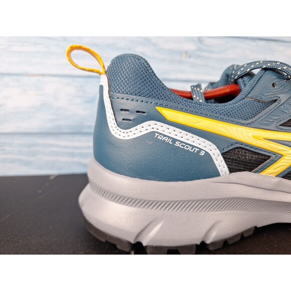 ASICS Men\'s Trail Scout 3 Running Shoes Night Sky Teal Yellow Sz 9